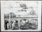 Goezu André (1939) zeer grote ets - Antwerpen stadspoorten, Antiek en Kunst, Ophalen of Verzenden