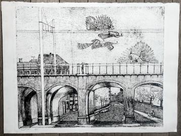 Goezu André (1939) zeer grote ets - Antwerpen stadspoorten beschikbaar voor biedingen