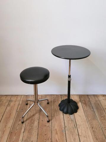 Retro kruk in chroom en zwart kunstleer - 1960-1970 beschikbaar voor biedingen