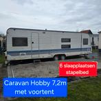 Caravan Hobby 7m Voortent camping stacaravan stapelbed bouw, Caravans en Kamperen, Rondzit, Hobby, Bedrijf, Omvormbare zithoek
