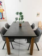 Verlengbare eettafel met 4 stoelen, Huis en Inrichting, Tafels | Eettafels, 50 tot 100 cm, 150 tot 200 cm, Rechthoekig, Zo goed als nieuw