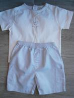 T-shirt blanc + short gris bleu - Prémaman - taille 80, Prémaman, Comme neuf, Garçon ou Fille, Ensemble