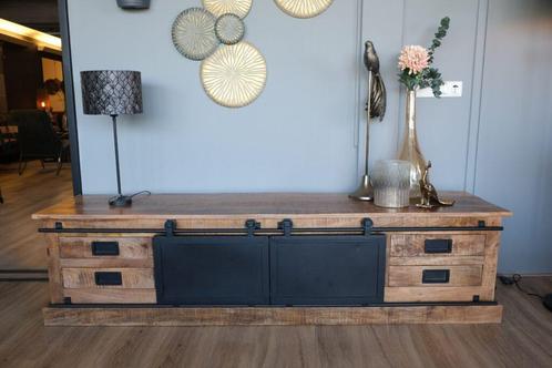 Mangohouten TV meubel, Huis en Inrichting, Kasten |Televisiemeubels, Zo goed als nieuw, Minder dan 100 cm, 200 cm of meer, 50 tot 75 cm