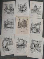 map met 8 etsen over Brugge/Maurits Dousselaere-1923, Antiek en Kunst, Kunst | Etsen en Gravures, Ophalen of Verzenden