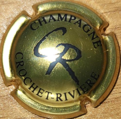 Champagnecapsule CROCHET-RIVIÈRE geel goud & zwart nr 11, Verzamelen, Wijnen, Nieuw, Champagne, Frankrijk, Ophalen of Verzenden