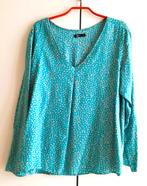 Te koop: Leuke turquoise blouse met tijgerprint, L., Kleding | Dames, Ophalen of Verzenden, Zo goed als nieuw, Maat 42/44 (L)