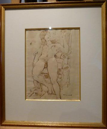 FERNAND LARUE - Originele ingelijste tekening - Naakt beschikbaar voor biedingen
