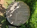 Table de jardin ronde 150 cm ac plateau tournant, Ophalen, Zo goed als nieuw, Rond, Teakhout
