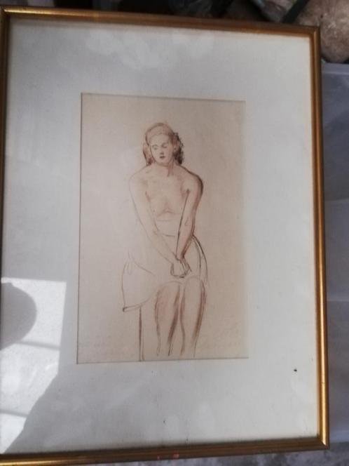 A. Keelhoff: potloodtekening: naakte vrouw, Antiek en Kunst, Kunst | Tekeningen en Fotografie, Ophalen of Verzenden