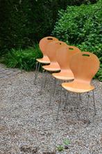 4 vlinderstoelen, Huis en Inrichting, Stoelen, Ophalen, Gebruikt, Bruin, Vintage