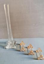 Vase transparent soufflé et 3 porte-couteaux légèrement doré, Antiquités & Art, Antiquités | Verre & Cristal, Enlèvement ou Envoi