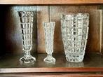 3 x vase en cristal moderne - verre à carreaux carré, Antiquités & Art, Curiosités & Brocante, Enlèvement ou Envoi