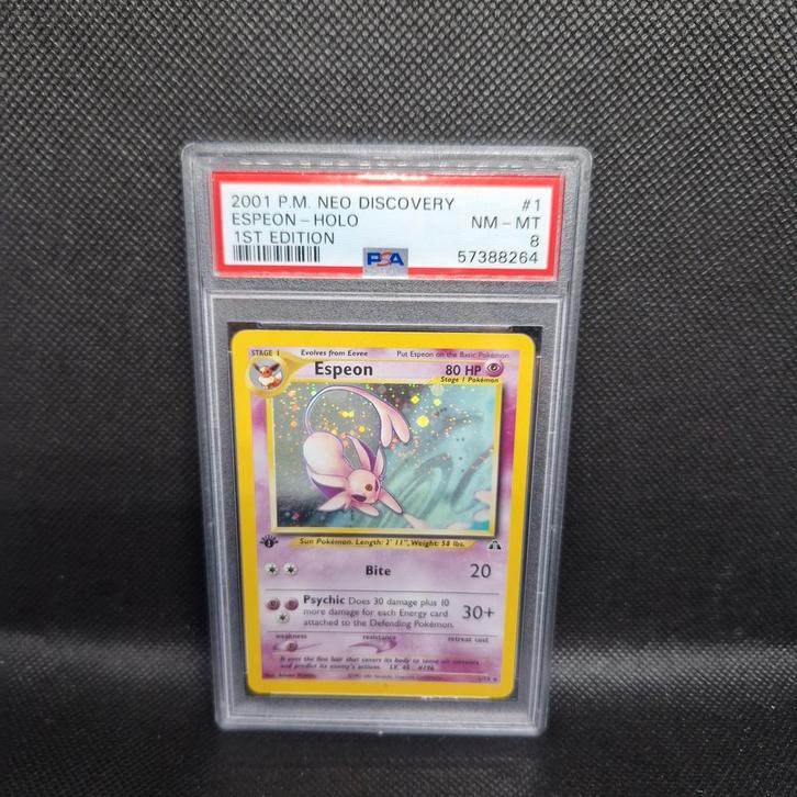 Espeon Holo 1ère édition Neo Discovery PSA 8, Hobby & Loisirs créatifs, Jeux de cartes à collectionner | Pokémon, Enlèvement ou Envoi