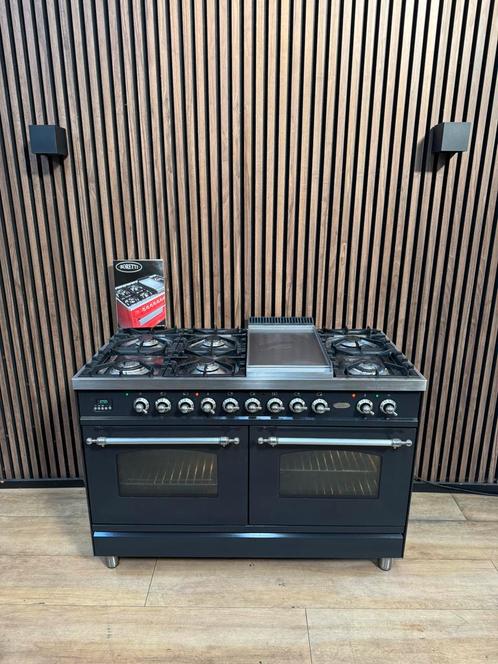Prachtige Boretti Fornuis antraciet 120 cm (Gratis bezorgen), Elektronische apparatuur, Ovens, Zo goed als nieuw, Vrijstaand, Oven met grill