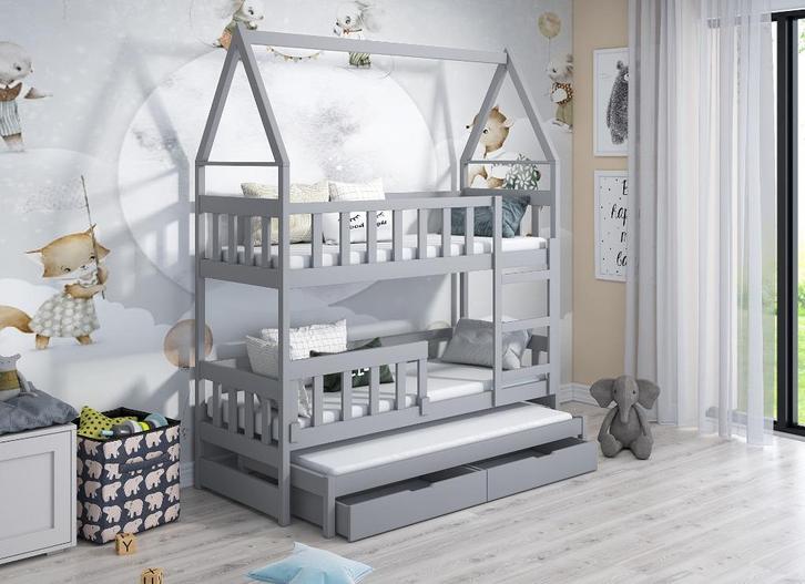 Stapelbed kinderbed HUIS 3 personen 160x75 of 180x75, Kinderen en Baby's, Kinderkamer | Stapelbedden en Hoogslapers, Nieuw, Stapelbed