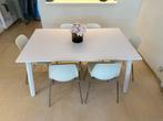 Witte eettafel met 6 stoelen, Ophalen, Overige materialen, Gebruikt, 50 tot 100 cm