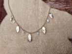 Zilveren ketting Victoria met bladjes en crystals 925, Handtassen en Accessoires, Kettingen, Ophalen of Verzenden, Zo goed als nieuw