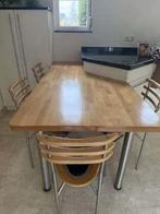 Keukentafel + 4 stoelen, Huis en Inrichting, Tafels | Eettafels, Ophalen, Minder dan 50 cm, Gebruikt, Metaal