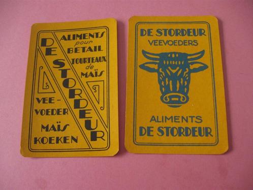 2 oude speelkaarten veevoeders De Stordeur (91), Verzamelen, Speelkaarten, Jokers en Kwartetten, Zo goed als nieuw, Speelkaart(en)