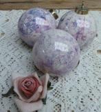 3 Handgemaakte keramieke kerstballen roze/paars, KERST, Diversen, Gebruikt, Ophalen of Verzenden