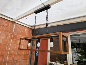 Hanglamp hout en zwart metaal beschikbaar voor biedingen