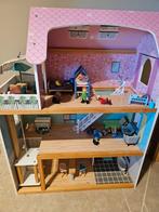 Houten poppenhuis incl. accessoires, Kinderen en Baby's, Speelgoed | Poppenhuizen, Ophalen, Zo goed als nieuw, Poppenhuis