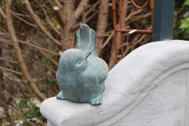 un oiseau murale en bronze patiné vert, xxl ., Jardin & Terrasse, Décoration murale de jardin, Neuf, Enlèvement ou Envoi