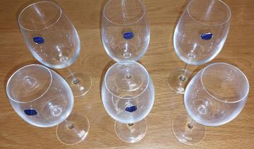 Wijn glazen Boheems kristal 2 groottes (3 + 3 stuks) beschikbaar voor biedingen