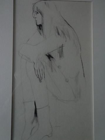 tekening Maria Segers Peinzende jonge vrouw
