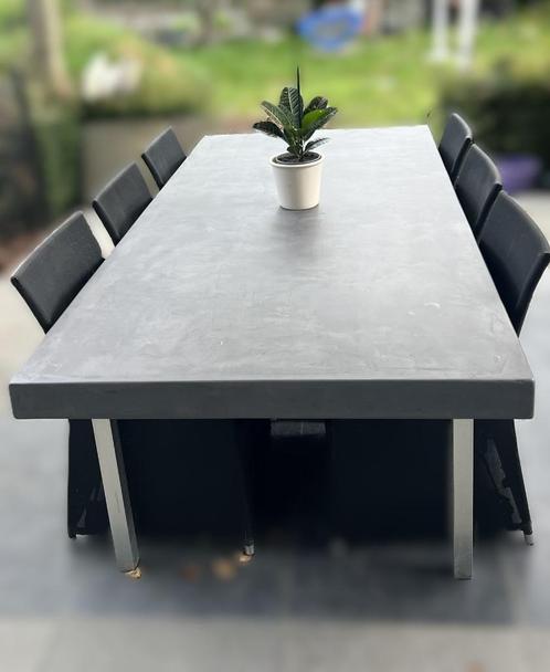 Tuintafel in Beton Ciré - Anthraciet - 240x120cm, Tuin en Terras, Tuintafels, Nieuw, Rechthoekig, Overige materialen, Ophalen