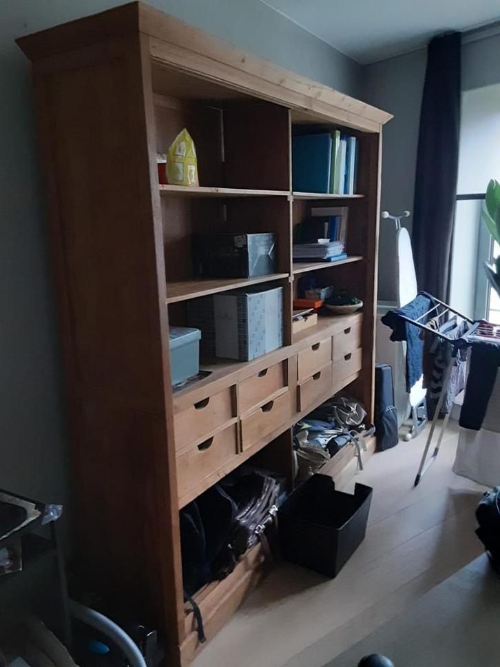 Prachtige Indiase teakhouten boekenkast, Huis en Inrichting, Kasten | Boekenkasten, Gebruikt, 150 tot 200 cm, 150 tot 200 cm, 25 tot 50 cm