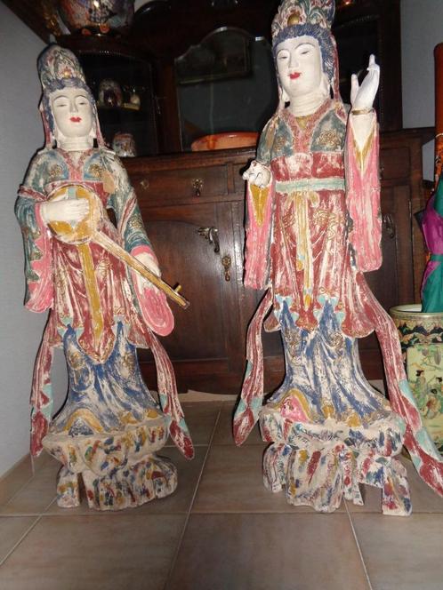 *2 zéér grote prachtige antieke houten beelden (19e eeuw), Antiek en Kunst, Kunst | Beelden en Houtsnijwerken, Ophalen