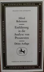 Alfred Behrmann Einführung in die Analyze von Prosatexten,, Utilisé, Enlèvement ou Envoi