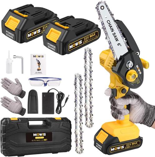 6-inch Accu Zaag Motorzaag Kettingzaag. 2 Accu, 21V 2000mAh, Zakelijke goederen, Machines en Bouw | Houtbewerking, Ophalen of Verzenden
