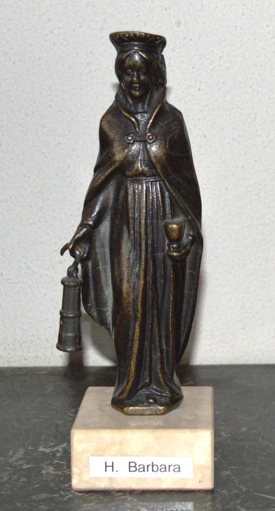 Sainte Barbara en bronze avec lampe 24 cm, Antiquités & Art, Curiosités & Brocante, Enlèvement ou Envoi
