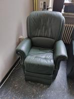 Groen lederen relaxzetel, Ophalen, Eenpersoons, Leer, Zo goed als nieuw