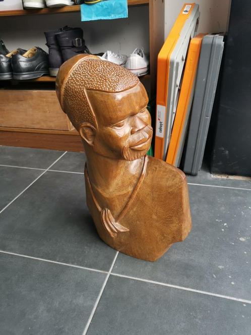 Buste africain en bois, Antiquités & Art, Art | Sculptures & Bois, Enlèvement ou Envoi
