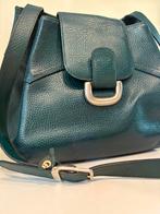 Vintage lederen cross over tas groen, Ophalen of Verzenden, Zwart, Leer