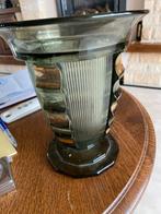 Art deco vaas Val St Lambert groen glas, Ophalen, Zo goed als nieuw, Groen, Glas
