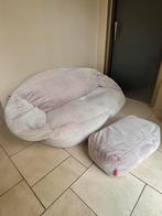 Roze, lage sofa (zitzak) met poef, Ophalen, Zo goed als nieuw