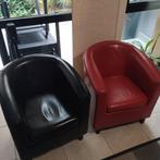 2x rood & zwart faux leer fauteuil, Moins de 75 cm, Enlèvement, Utilisé, 75 à 100 cm