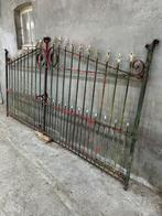 Oud dubbel hekken volledig in vol smeedijzer met sierpinnen, Ophalen, Gebruikt, IJzer, Draaipoort