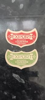 2 oude bieretiketten export br Cousinne Froyennes, Collections, Enlèvement ou Envoi, Comme neuf