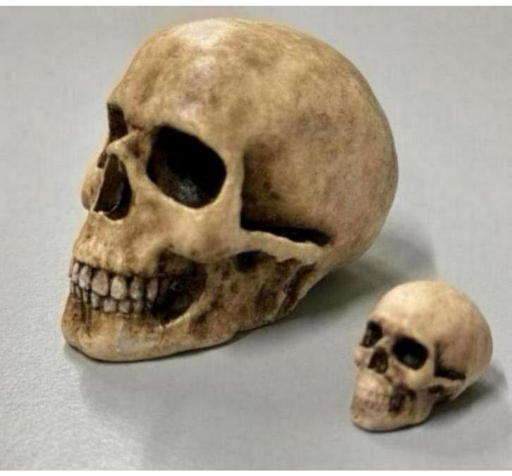 GOOD GUY SKULL fait main, 2 mini-figurines gothiques origin, Collections, Statues & Figurines, Neuf, Humain, Enlèvement ou Envoi