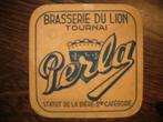 Vooroorlogs bierviltje Du Lion Tournai : 95 x 95 mm, Ophalen of Verzenden, Gebruikt