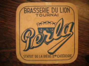 Vooroorlogs bierviltje Du Lion Tournai : 95 x 95 mm beschikbaar voor biedingen