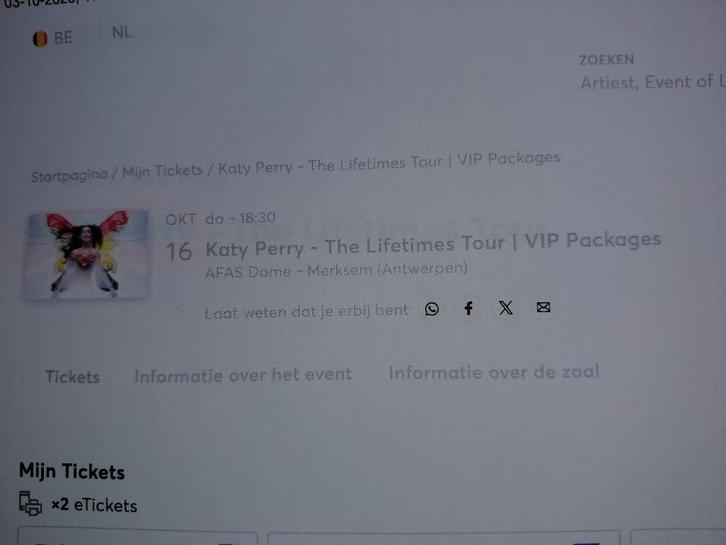 Kate Perry superfan seated package 2 kaarten, Tickets en Kaartjes, Concerten | Pop, Twee personen, Oktober