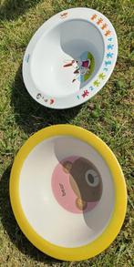 Set van 2 kinderkommetjes + 3 plastic lepels – ideaal voor p, Kunststof, Ophalen of Verzenden, Zo goed als nieuw, Vaatwasserbestendig