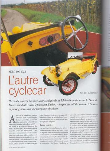 Cyclecar Aero 500 voiture de collection beschikbaar voor biedingen