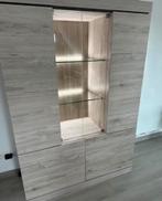 Weba Vitrinekast millenium eik & lichtgrijs, Huis en Inrichting, Ophalen, Met deur(en), 100 tot 150 cm, Nieuw